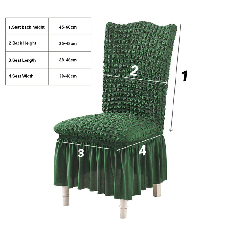 2X Dark Green Polyester Chair Covers Ruffle Skirt Stretch Seat Protector
