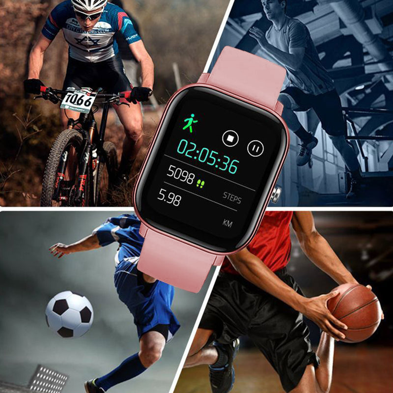 Waterproof Fitness Smart Watch 1.4 Inch Screen Heart Rate Monitor Pink P8