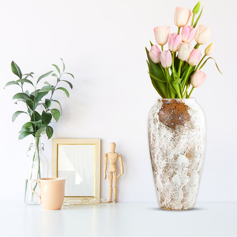Large Ceramic Flower Vase 35x17cm Gradient White Handcrafted Home Decor