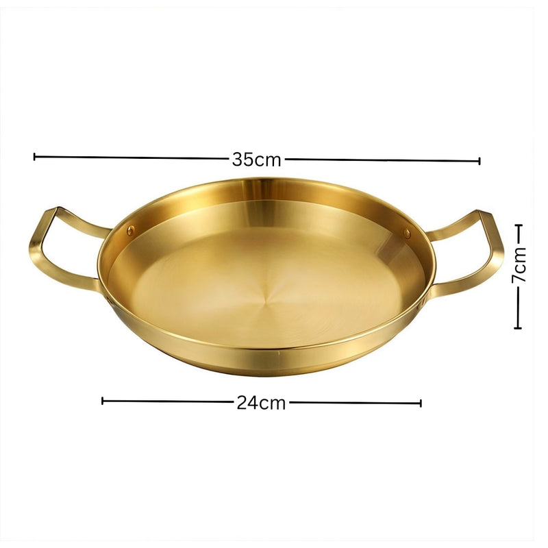 24cm Gold Plated Stainless Steel Dry Pot Stackable Durable Even Heat Cooking