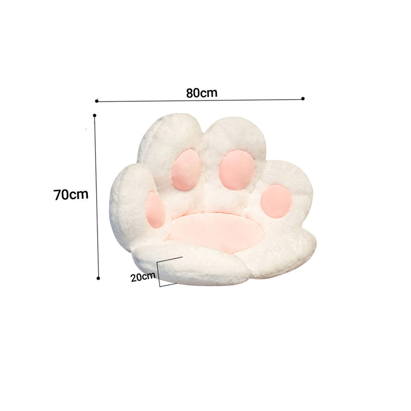 Paw Shape Cushion Polypropylene Cotton Plush 80cmx70cmx20cm White Back Support