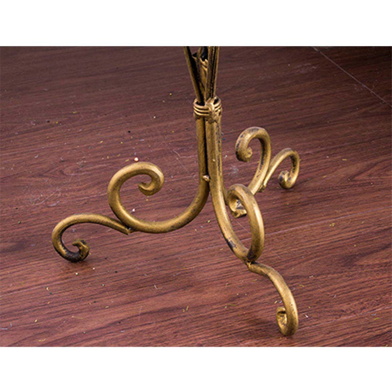 85cm Blue Glass And Gold Metal Tall Floor Vase 12pcs Pink Artificial Flowers