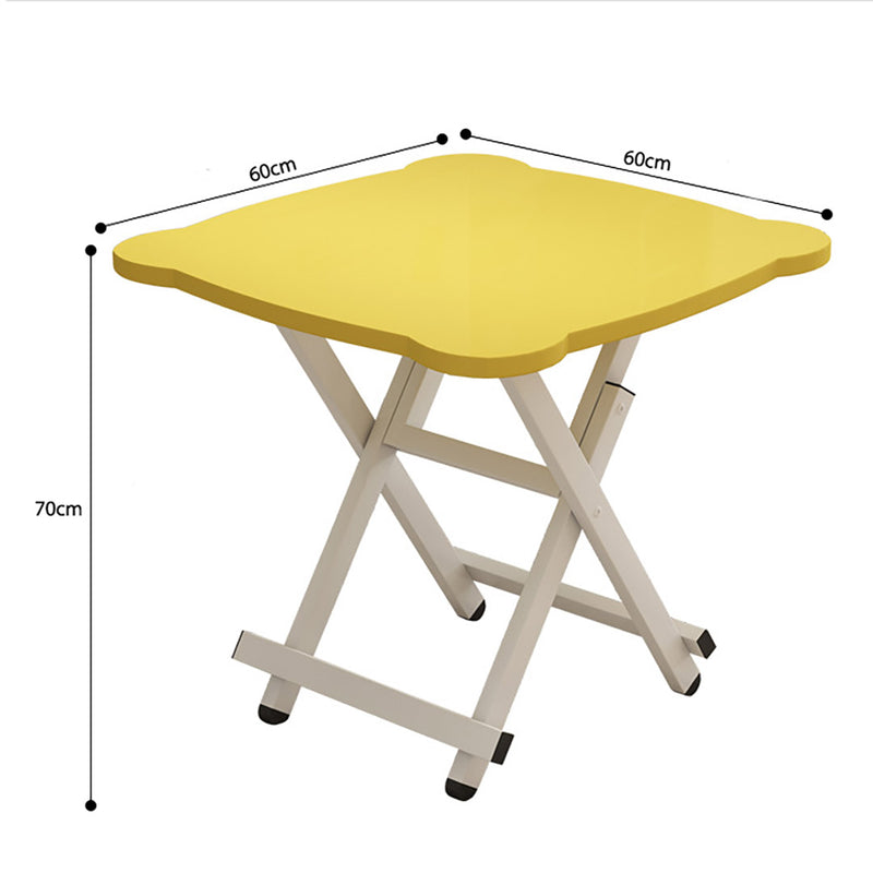 Folding Table Cat Ear Particleboard Metal 60x60x70cm Yellow Portable Minimalist