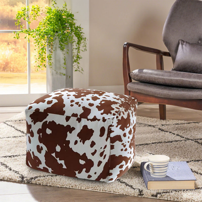 Vintage Squared Pouffe Seat Cushion Velvet Cotton Multicolor 55x55x35cm