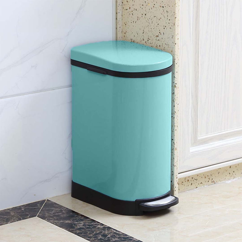 4X Pedal Bin Powder Coated Steel 10L U Shaped Soft Close Removable Inner Blue