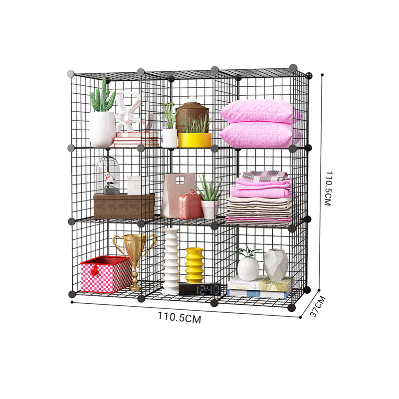 2X Black Portable 9 Cube Storage Organizer Foldable DIY Modular Space Saver