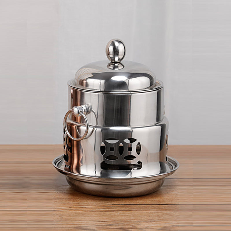 4X Stainless Steel Mini Hot Pot 20cm Single Person Alcohol Burner With Lid