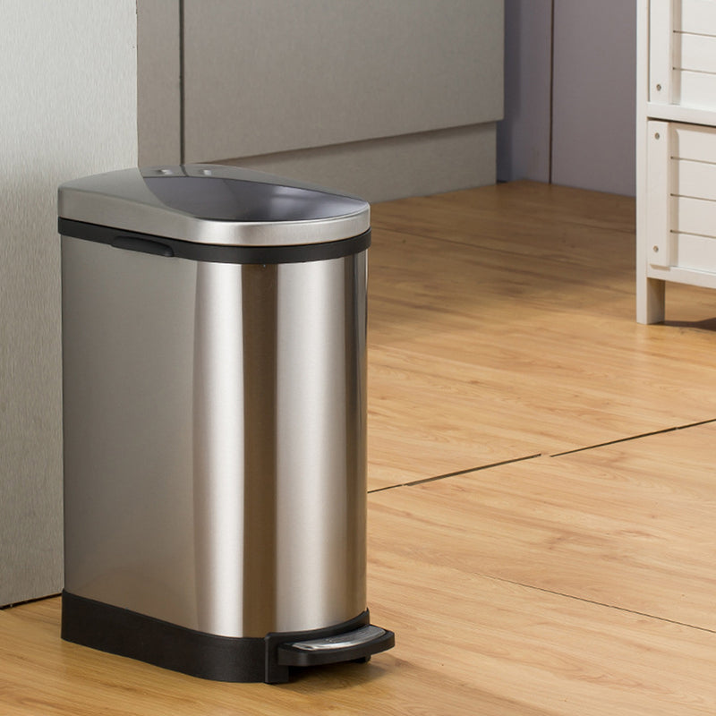 4X Stainless Steel 10L Foot Pedal Trash Bin With Soft Close Lid And Handle