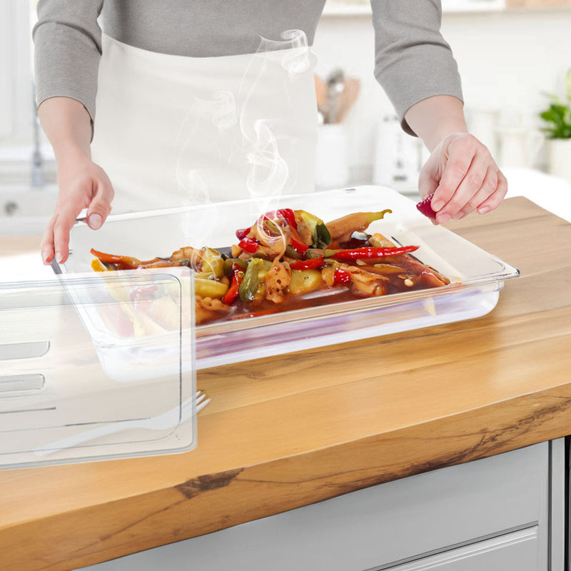 Gastronorm GN Pan Set 65mm Polycarbonate Food Trays With Lids Bundle of 6