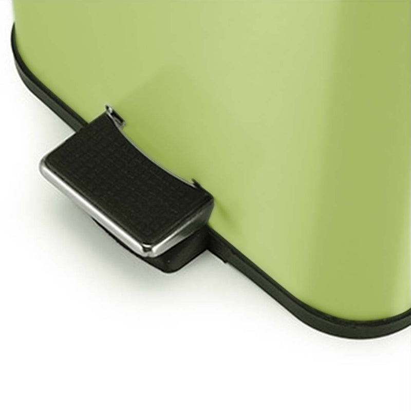 Stainless Steel Pedal Trash Bin 12L Square Green Hands-Free Soft-Close Lid