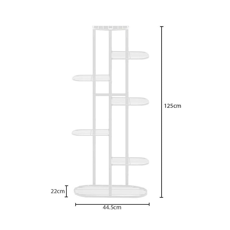 7 Tier 8 Pots White Metal Plant Rack 125cm Tall Space Saving Display Stand