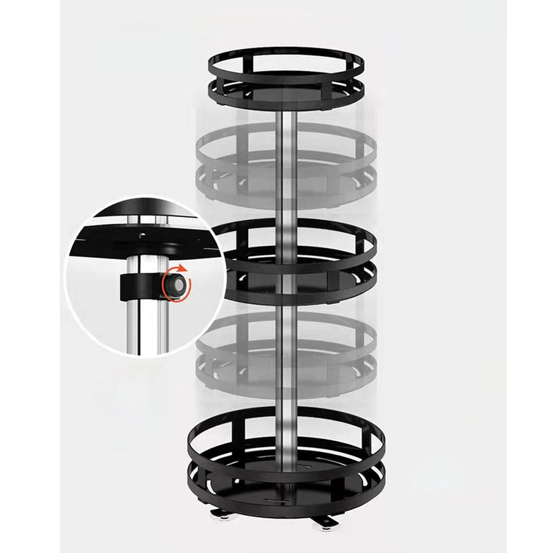 3 Tier Round Rotating Kitchen Spice Rack Carbon Steel 25x25x59cm Black