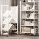 4 Tier Foldable White Steel Cart with Wheels Large Storage Organizer 71x36x126cm
