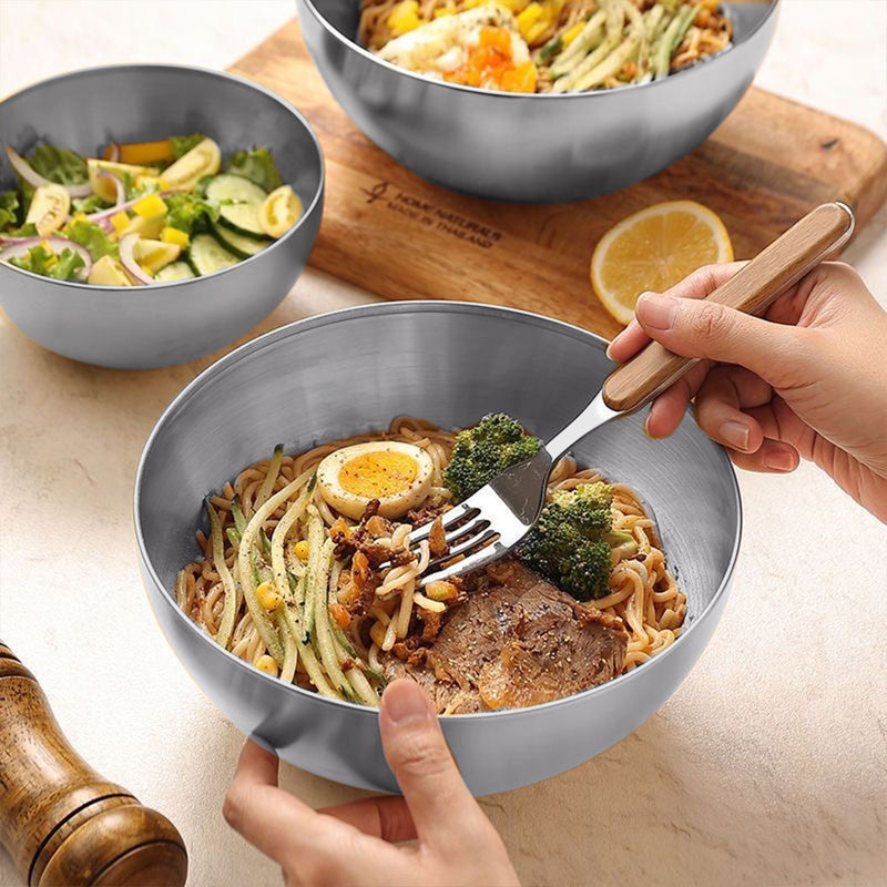 20cm Stainless Steel Salad Bowl Model 201 Silver Set Of 2 Elegant
