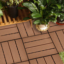 11 pcs Red Brown Wooden Composite Decking Tiles Slip Resistant Outdoor Flooring