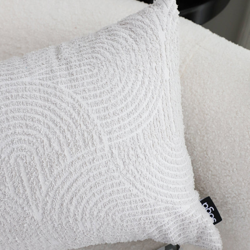 2X Throw Pillow Polyester Cotton 35x55x18cm Lumbar Embroidered Off White