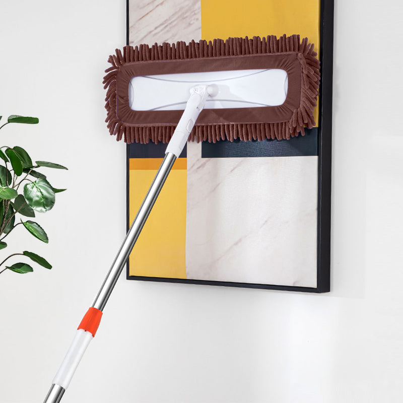 Microfiber Flat Mop 80x12cm Coffee 4 Pieces With 150cm Stainless Steel Handle