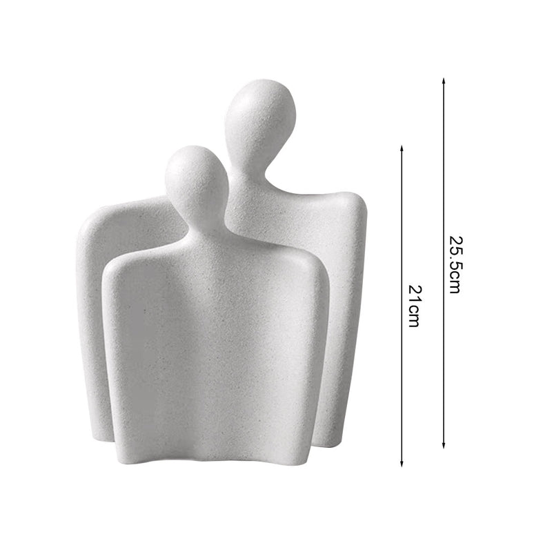 Set of 2 Abstract Human Figurine Sculptures Ceramic Matte Cream 25.5cm 21cm