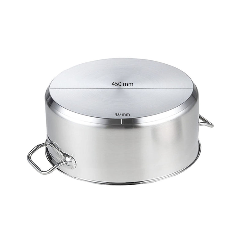 Stockpot Stainless Steel 44L 18/10 Commercial Thick Bottom Induction No Lid