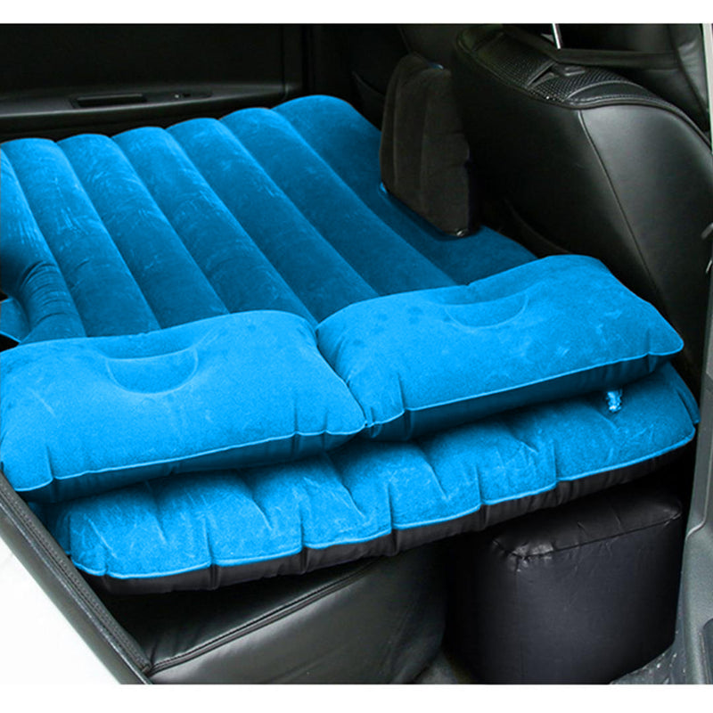 Inflatable Car Mattress Portable Travel Camping Air Bed Blue With Pump Pillows