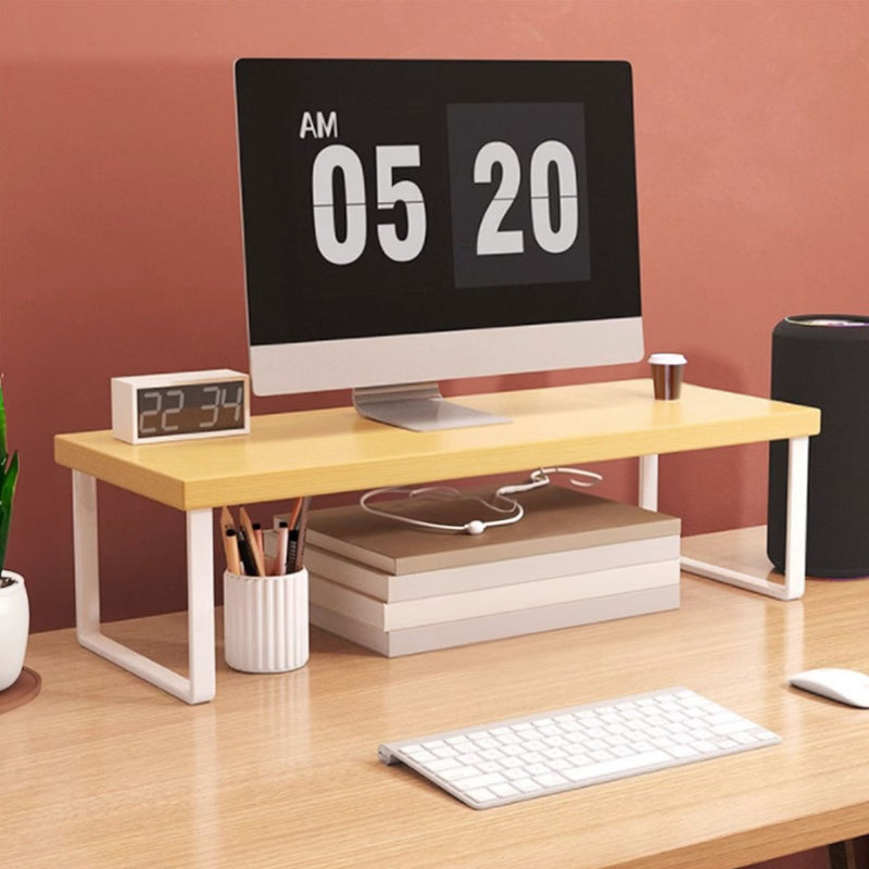 Wood Monitor Stand 40cm Ergonomic Desk Organizer with Storage Natural Finish