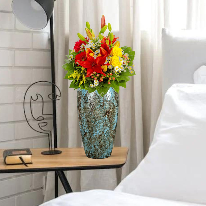 Large Light Blue Ceramic Flower Vase 35x17cm Elegant Home Decor