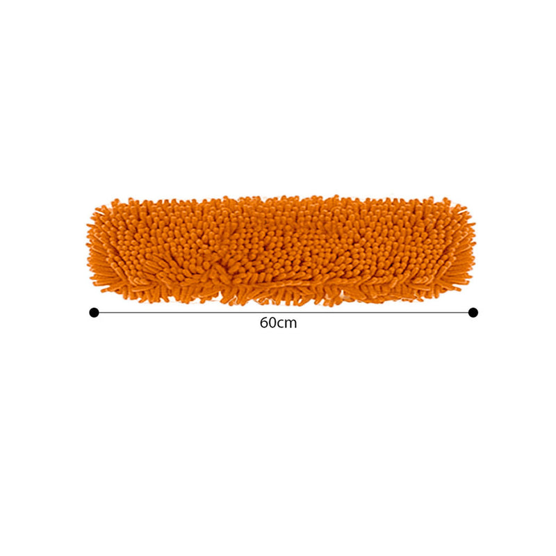 60x12 Cm Orange Microfiber Flat Mop Cover Chenille PVC Stainless Steel Handle