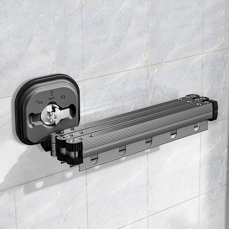 Wall Mounted Clothing Dry Rack Aluminum Alloy Retractable Foldable Gray 127cm