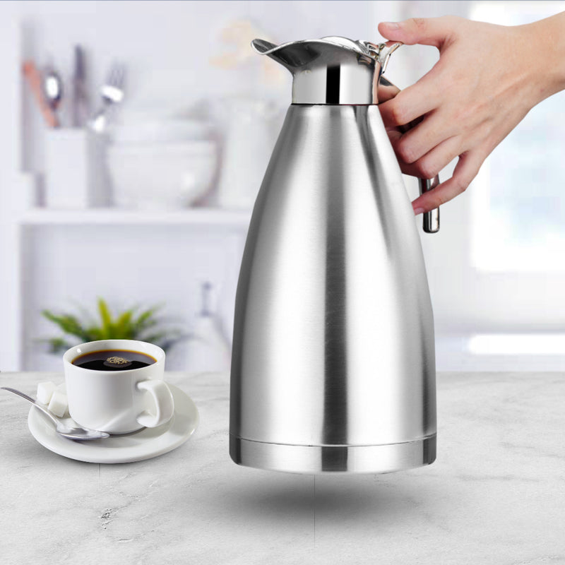 Thermal Flask Stainless Steel Vacuum Insulated 2.0L Silver 3 Layer Leak Proof