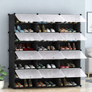 8 Tier 3 Column Shoe Rack Organizer Stackable Storage Cabinet Black Cover