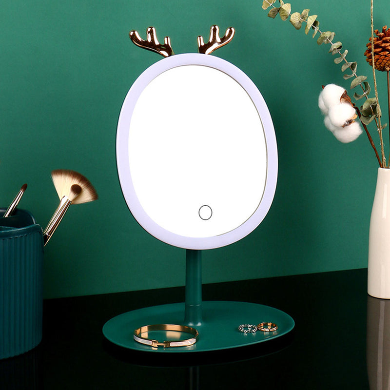 2X Antler Led Makeup Mirror Rechargeable Plastic Tabletop Vanity Green