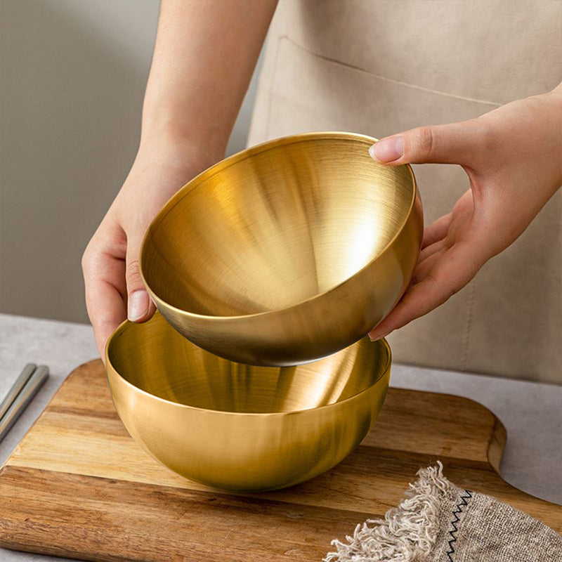 Gold Salad Bowl Stainless Steel 15cm Elegant Durable Kitchen Essential