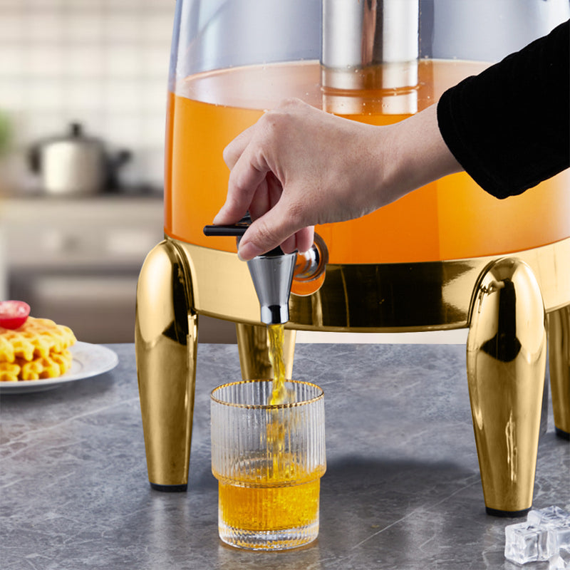 Stainless Steel 12L Beverage Dispenser Hot Cold Drink Urn with Gold Accents