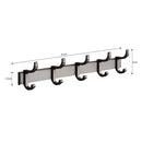 Wall Mounted Towel Rack Aluminum Black Space-Saving Waterproof Hooks 37cm