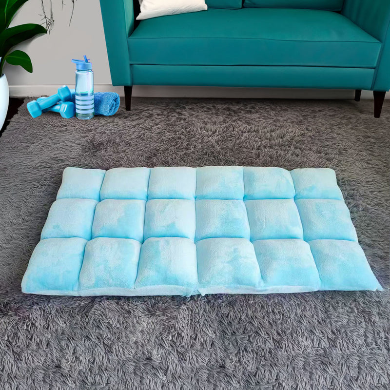 Floor Recliner Folding Sofa Cushion Flannel Memory Foam 108x52x12cm Light Blue
