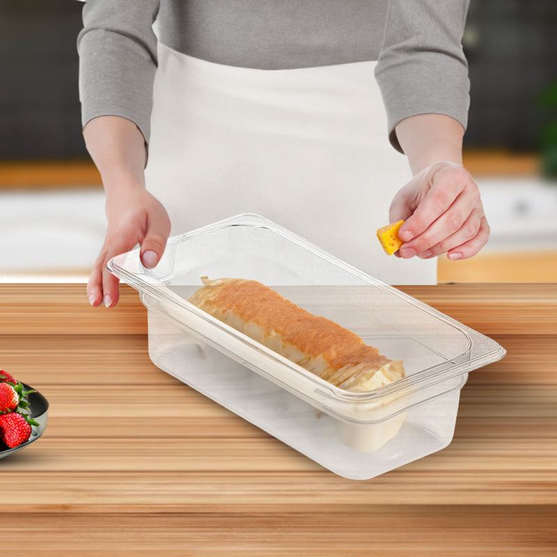100mm Clear Gastronorm Pan 1/3 Polycarbonate Food Tray Set of 2 Transparent