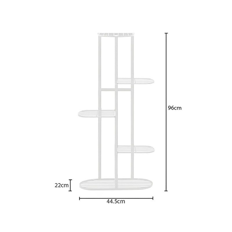2X 5 Tier 6 Pots White Metal Plant Stand Space Saving Narrow 96Cm Tall