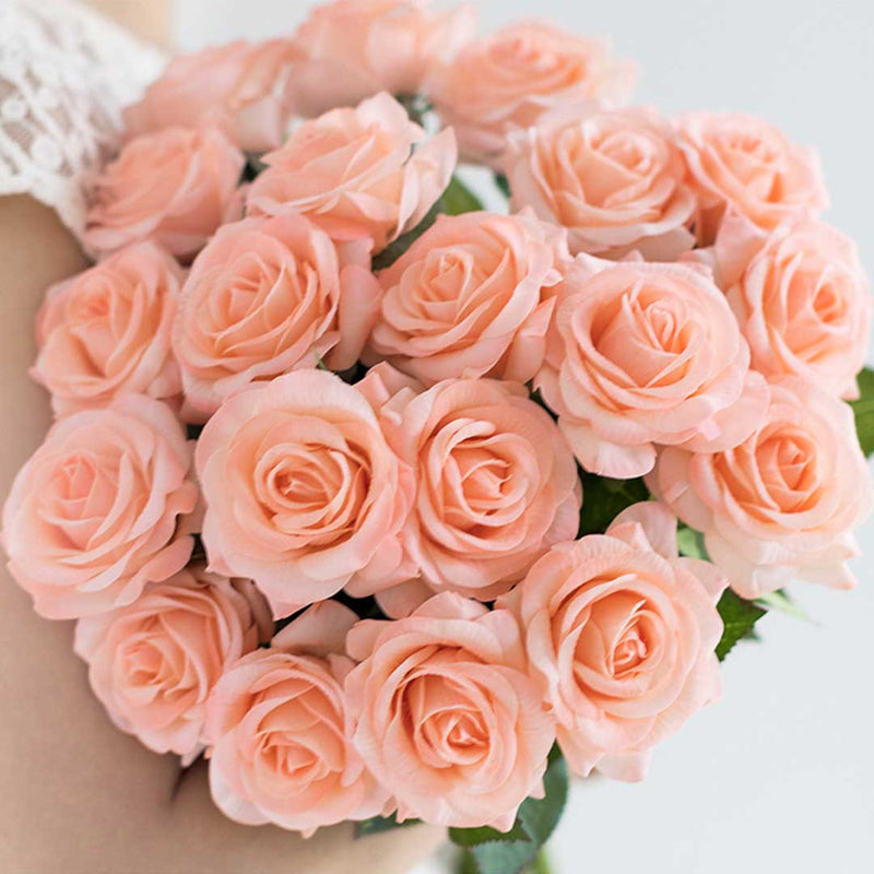 10pcs Artificial Silk Rose Bouquet Real Touch 6.5cm X 52cm Red Wedding Decor