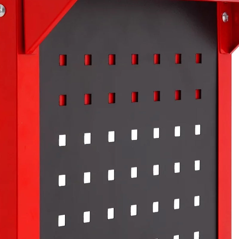2X 3 Tier Heavy Duty Tool Storage Cart With Drawer Hooks Portable Red Steel