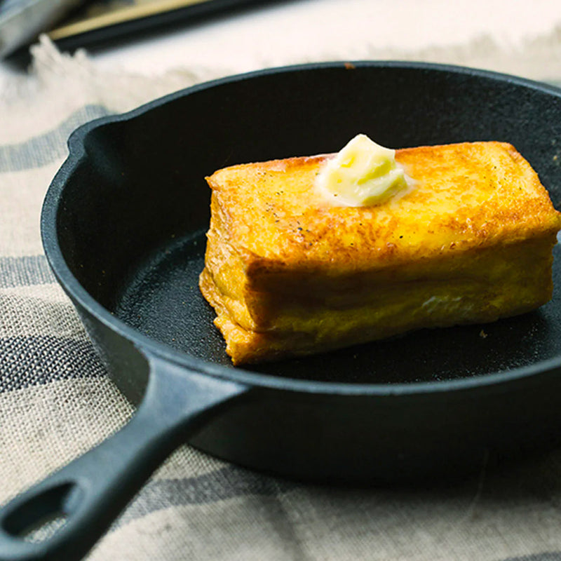 26cm Cast Iron Frying Pan Pre Seasoned Non Stick Handle Induction Ready