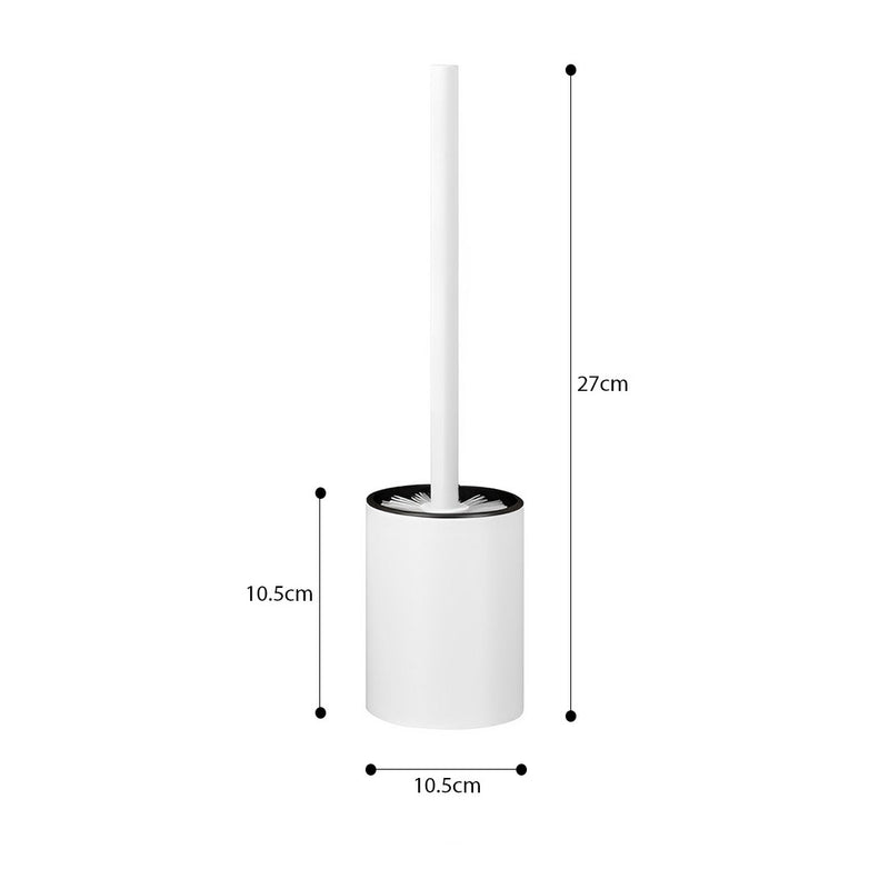 2X Wall Mounted Aluminum Toilet Brush With Holder 27cm White Rust Resistant