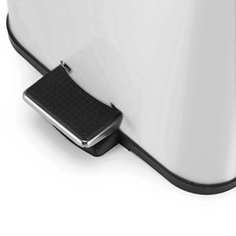 12L Square Pedal Bin Powder Coated Steel Removable Inner Liner White