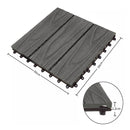 11 pcs Dark Grey Wood Composite Decking Tiles Outdoor Slip Resistant Flooring