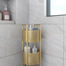 2X 3 Tier Metal Bathroom Shelf Organizer with Wheels Gold 93cm Multifunctional