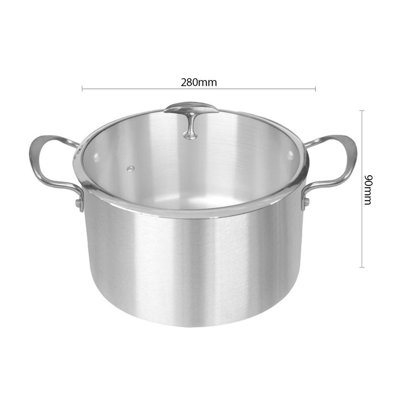 2X 28cm Tri Ply Stainless Steel Lidded Casserole Induction Ready Dishwasher Safe
