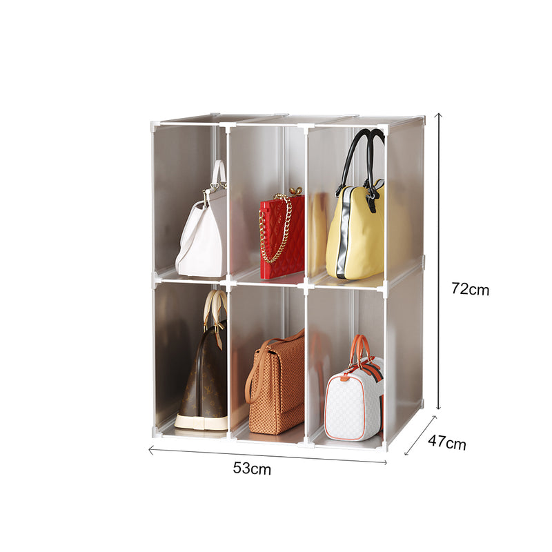 2 Tier 6 Cube Polypropylene Bag Organizer Transparent Foldable 53x47x72cm