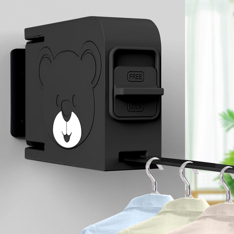 Wall-Mounted Clothes Line Rack Retractable Foldable Space-Saving Black 160mm