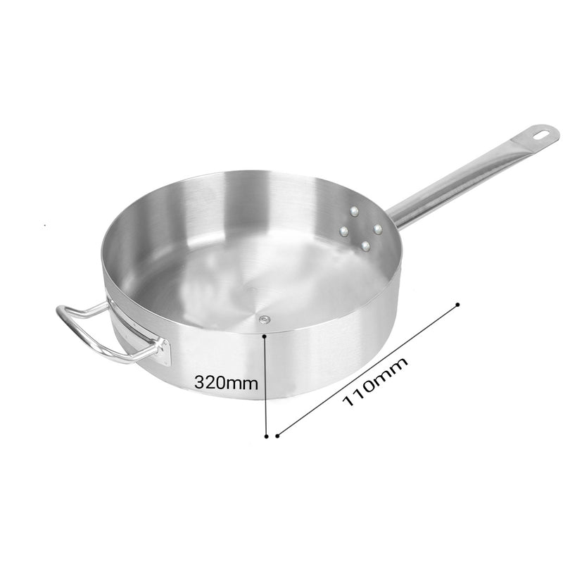 32cm Stainless Steel Saucepan Glass Lid Helper Handle Triple Ply Base Induction