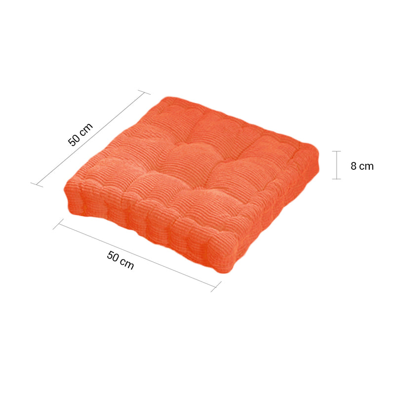 Orange Square Corduroy Cushion 50x50cm Plush Soft Backrest Pillow Home Decor