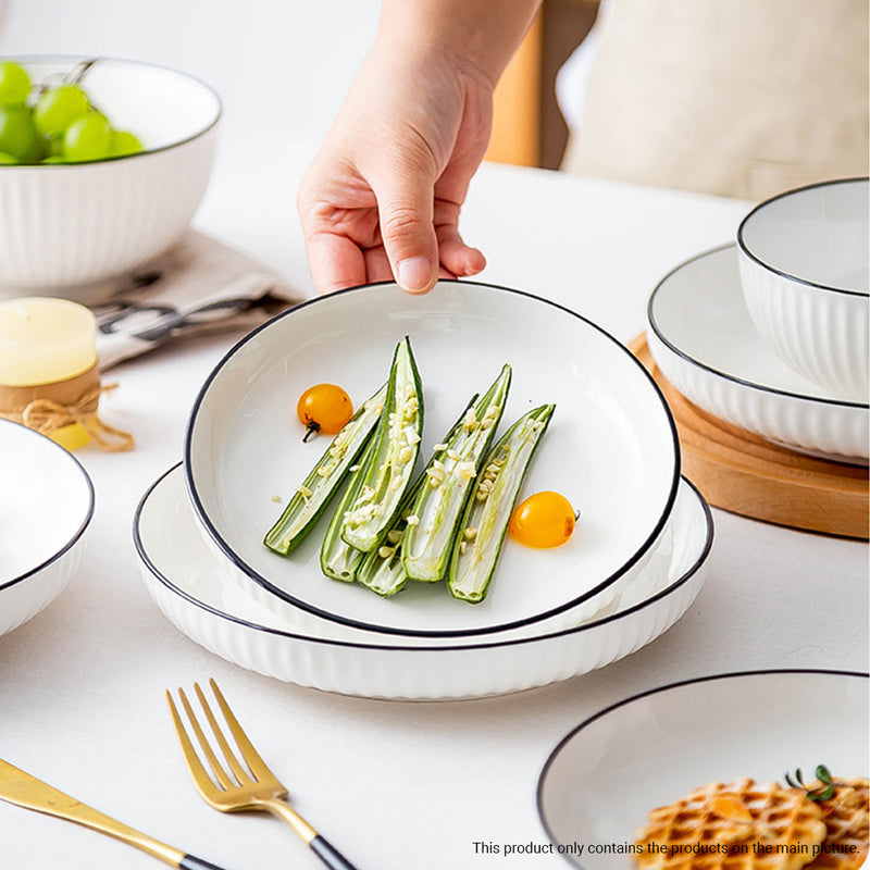 White Ceramic Dinnerware Set 4.5-Inch Bowl 7-Inch Plate Japanese Style Set of 4